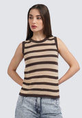 Sleeveless Stripes Knit Top