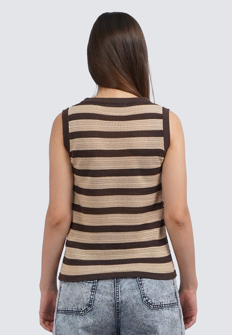 Sleeveless Stripes Knit Top