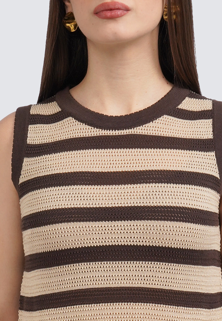 Sleeveless Stripes Knit Top