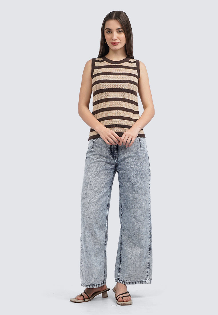 Sleeveless Stripes Knit Top