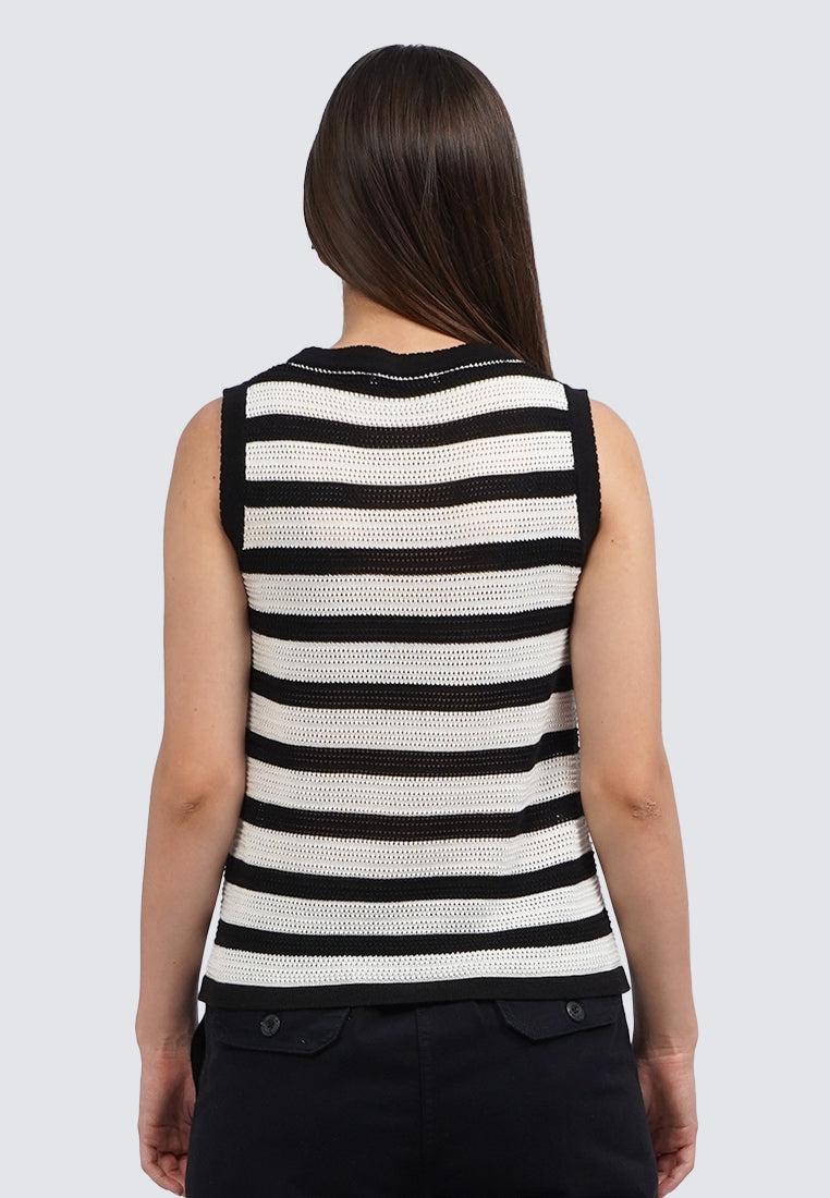 Sleeveless Stripes Knit Top