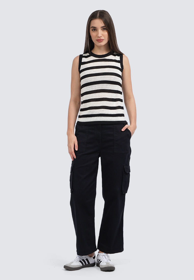 Sleeveless Stripes Knit Top