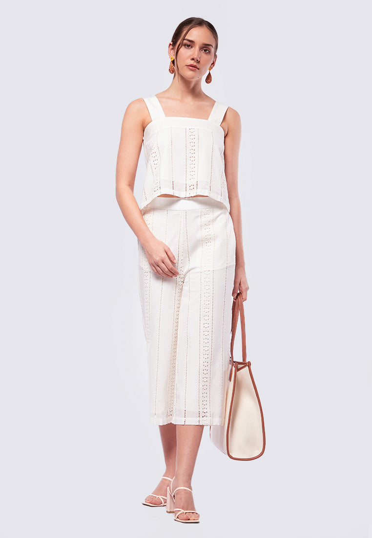 Square Neck Eyelet Sleeveless Top
