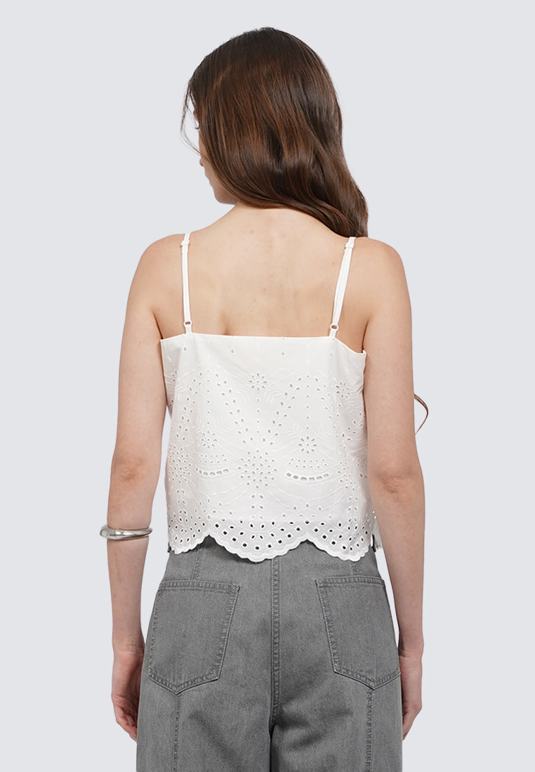 Eyelet Cropped Tank Top