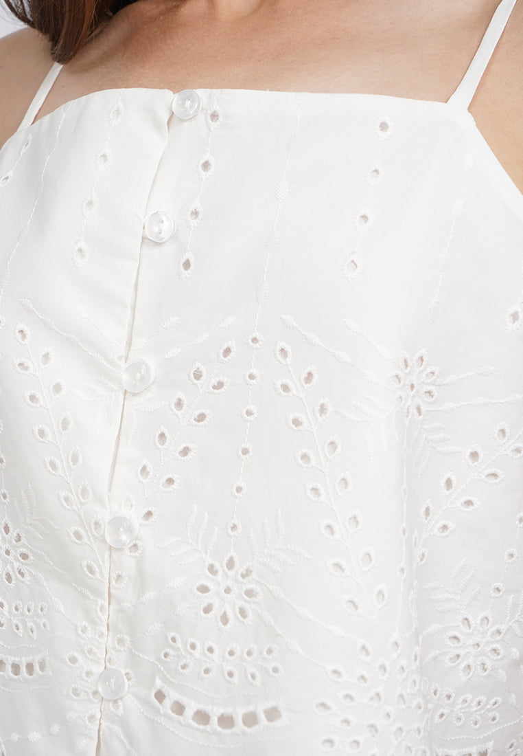Eyelet Cropped Tank Top