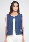 Embroidered Denim Vest