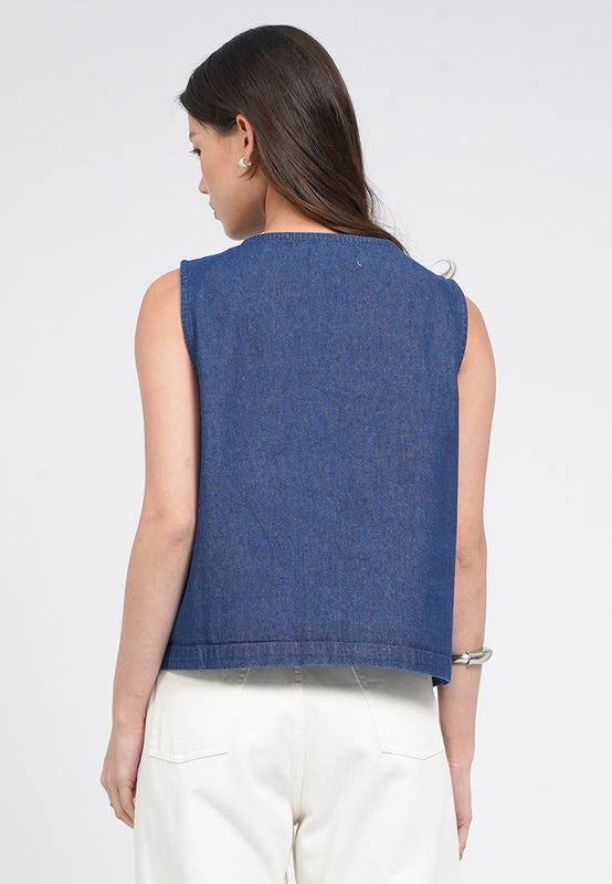 Embroidered Denim Vest