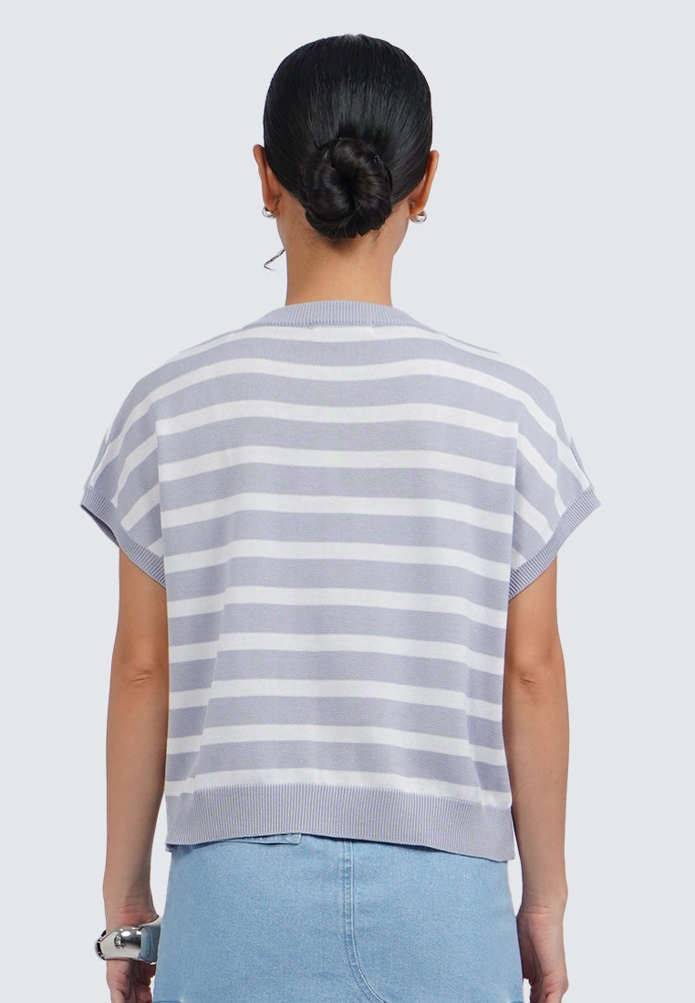 Double Pocket Stripes Knit Top