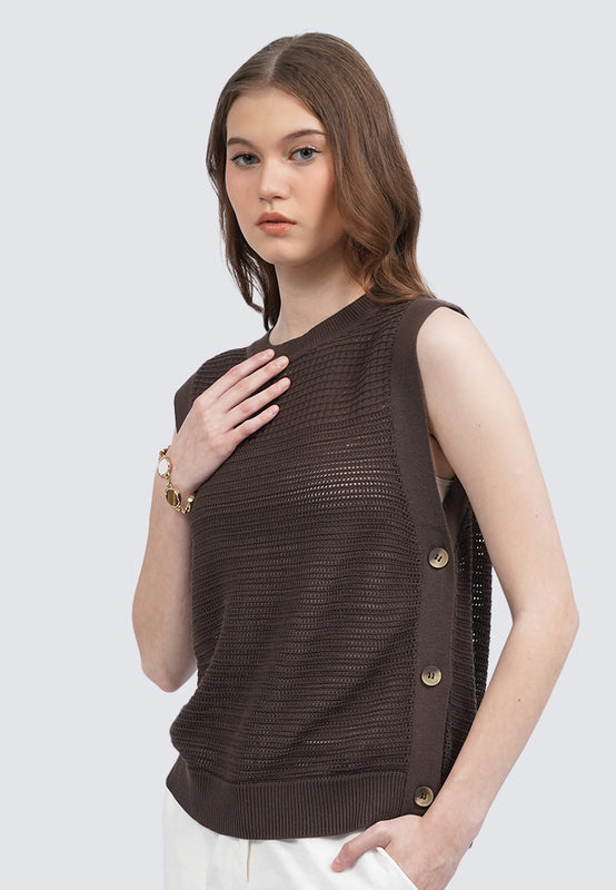 Knit Vest with Side Button Details