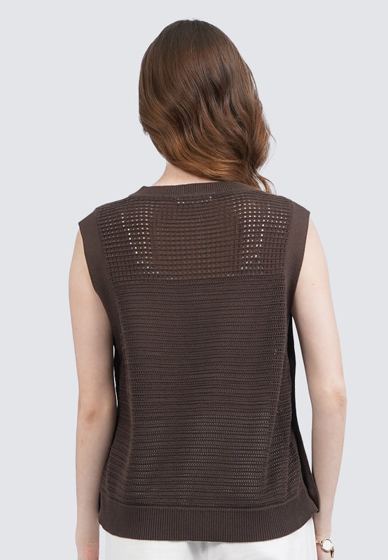 Knit Vest with Side Button Details
