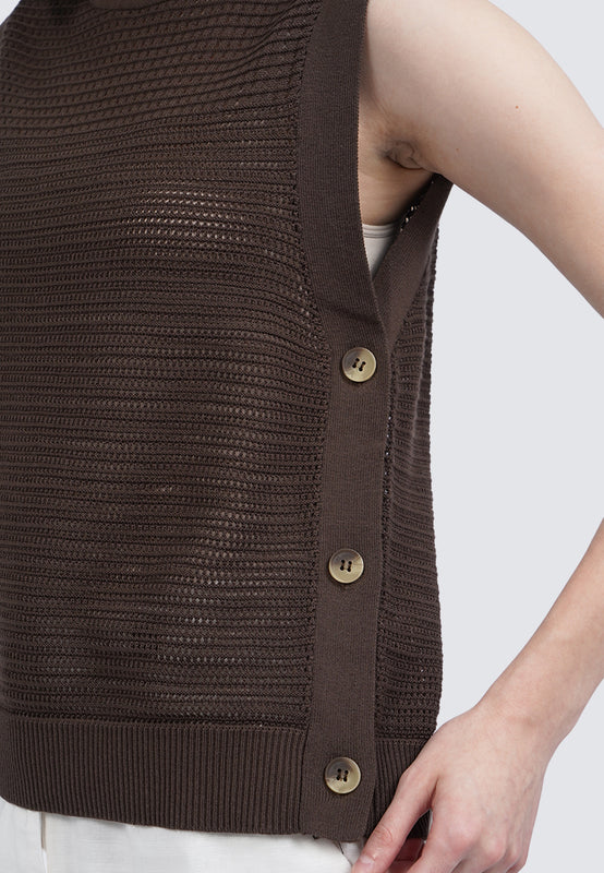 Knit Vest with Side Button Details