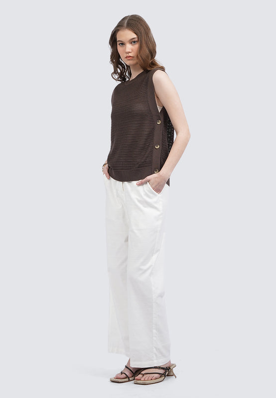 Knit Vest with Side Button Details
