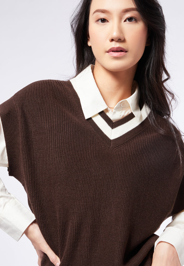Loose Vest with Stripe Details
