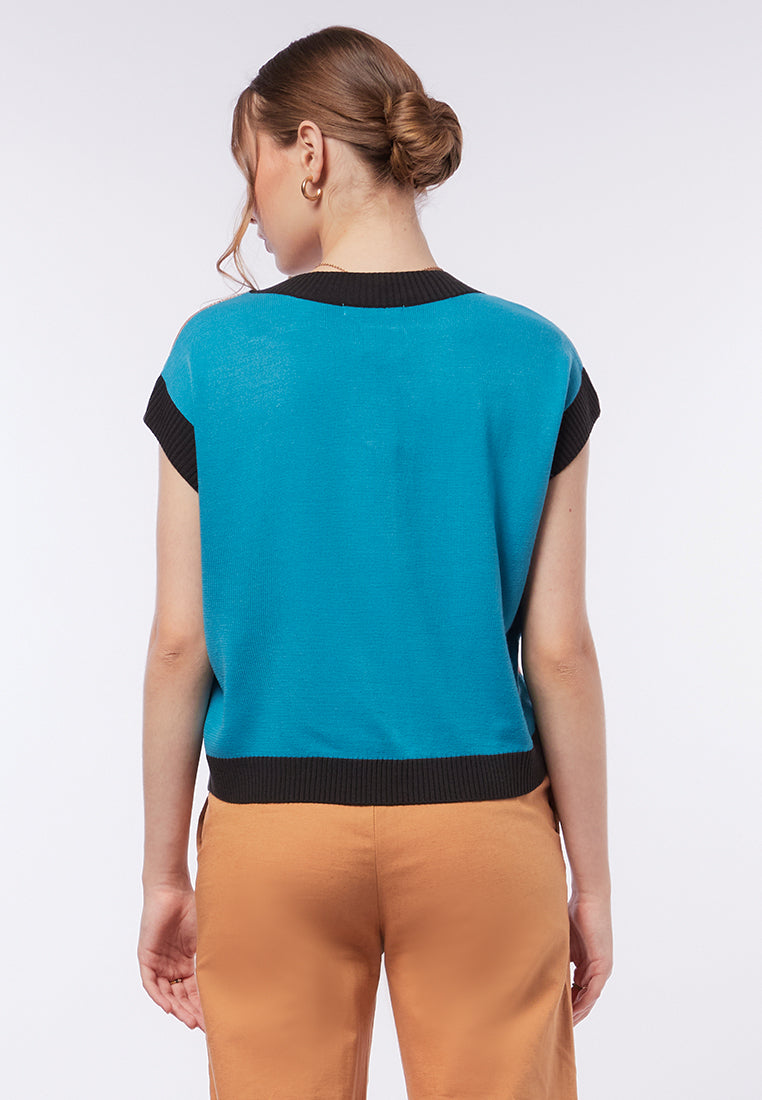 Printed V-Neck Boxy Vest
