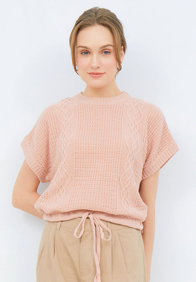 Knit Vest with Drawstring Hemline