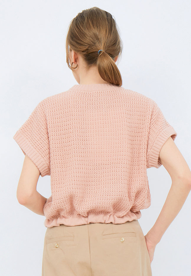 Knit Vest with Drawstring Hemline