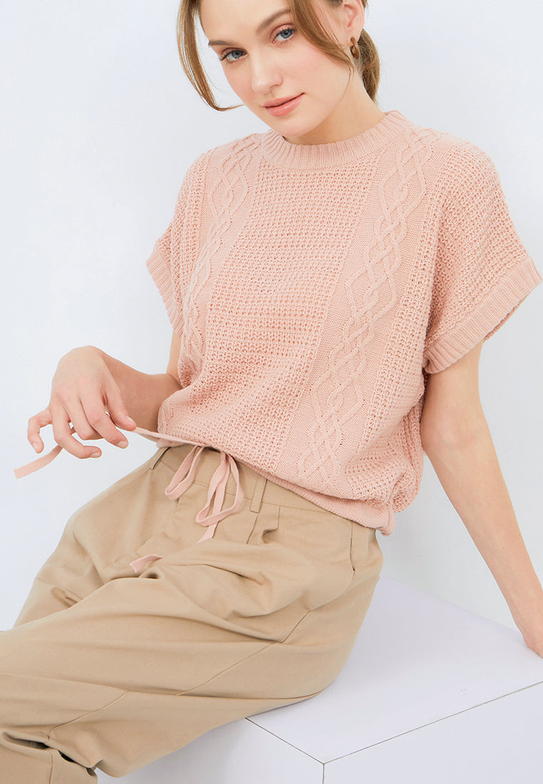Knit Vest with Drawstring Hemline