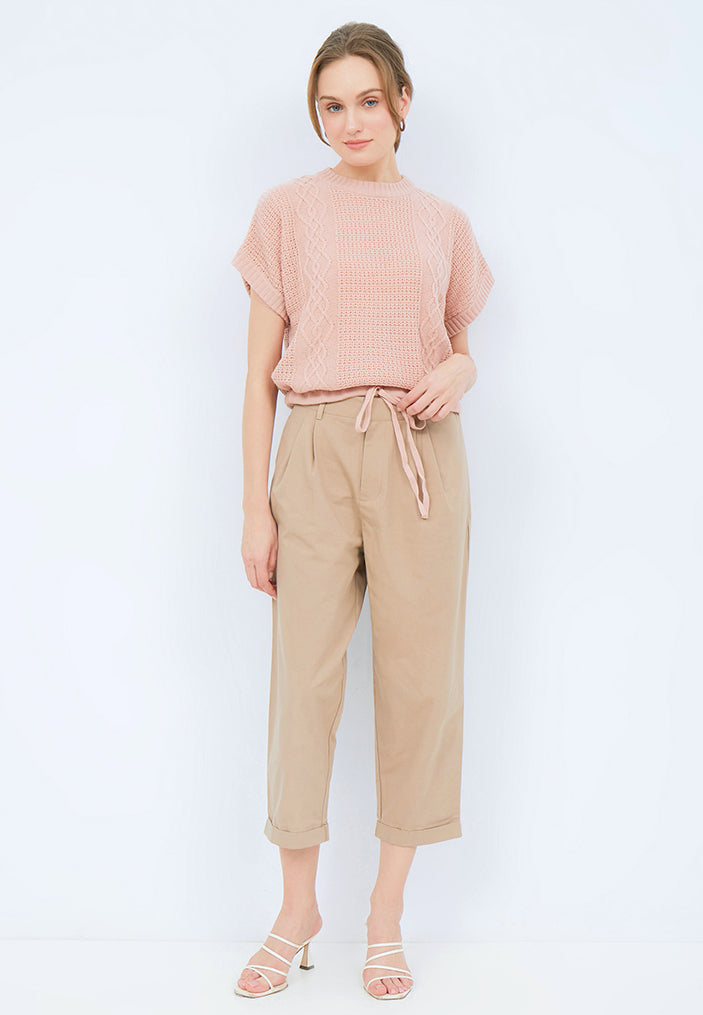 Knit Vest with Drawstring Hemline