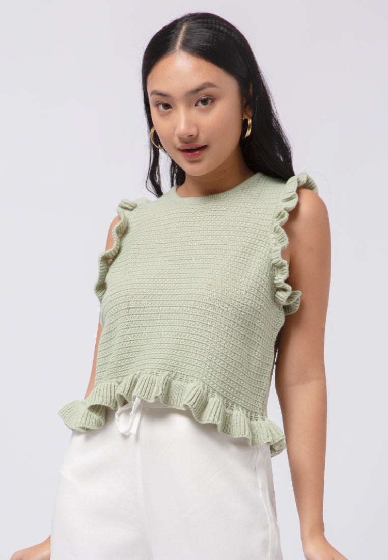 Crop Vest with Ruffle Details