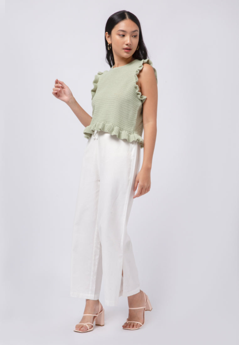Crop Vest with Ruffle Details