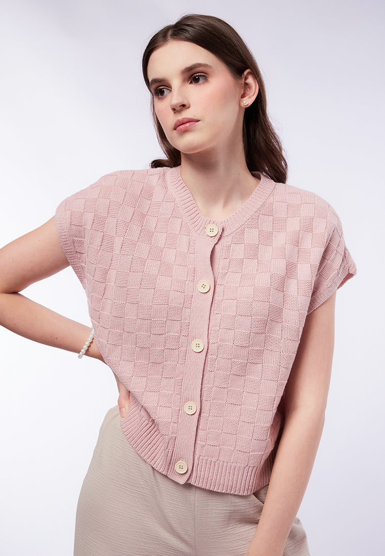 Round Neck Short Sleeve Knit Top