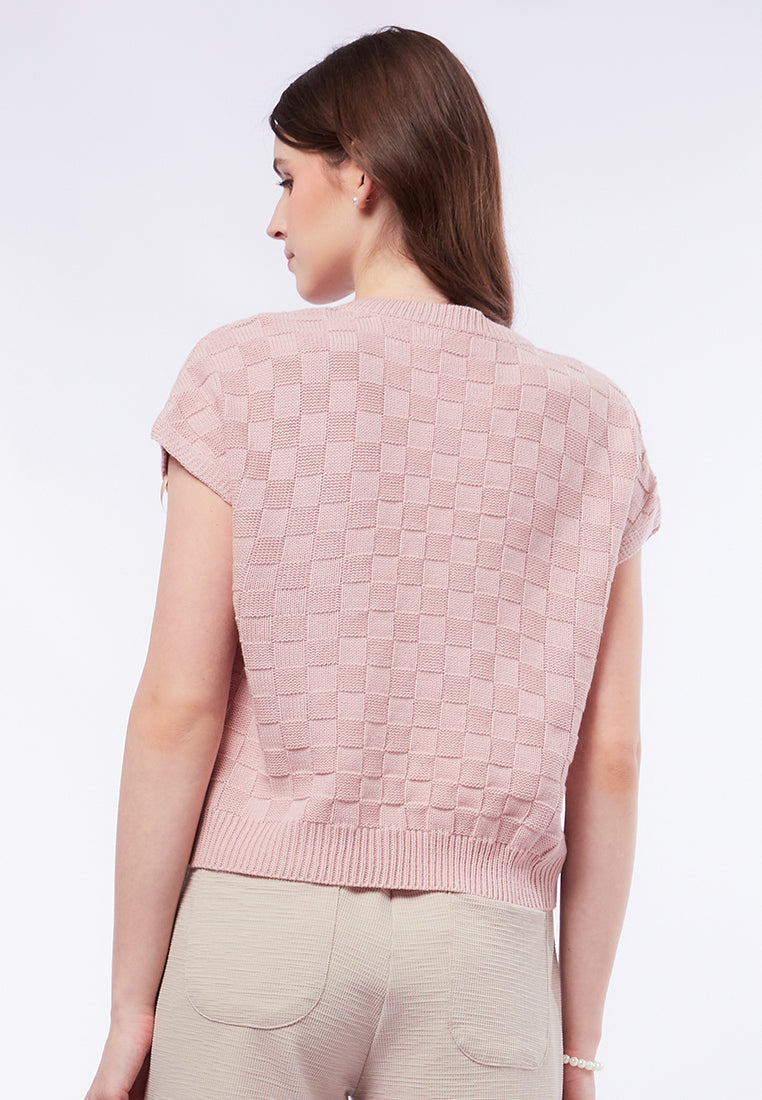 Round Neck Short Sleeve Knit Top