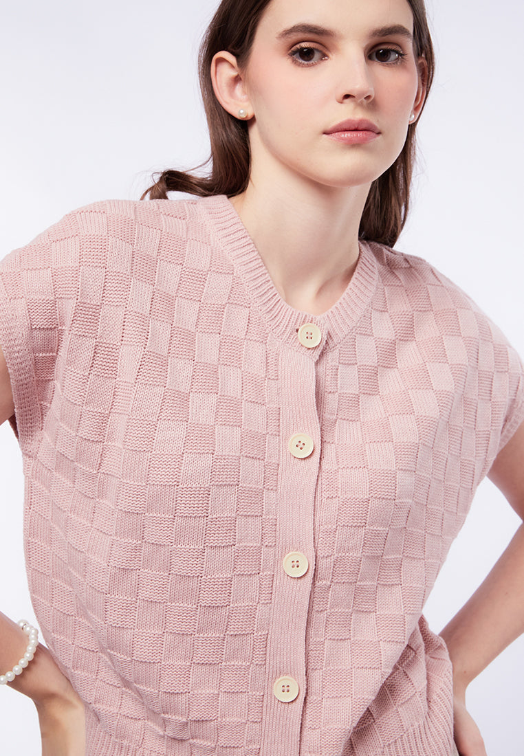 Round Neck Short Sleeve Knit Top
