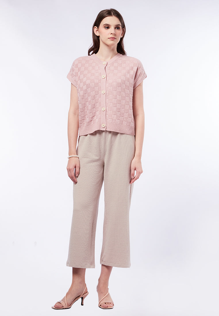Round Neck Short Sleeve Knit Top