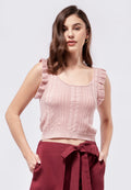 Ruffled Cable Knit Tank Top