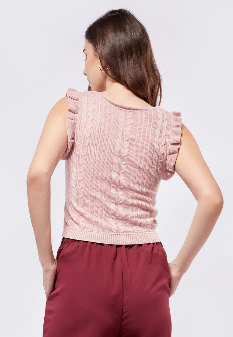 Ruffled Cable Knit Tank Top