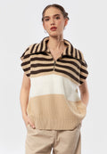 Cap Sleeve Zip Up Knit Top