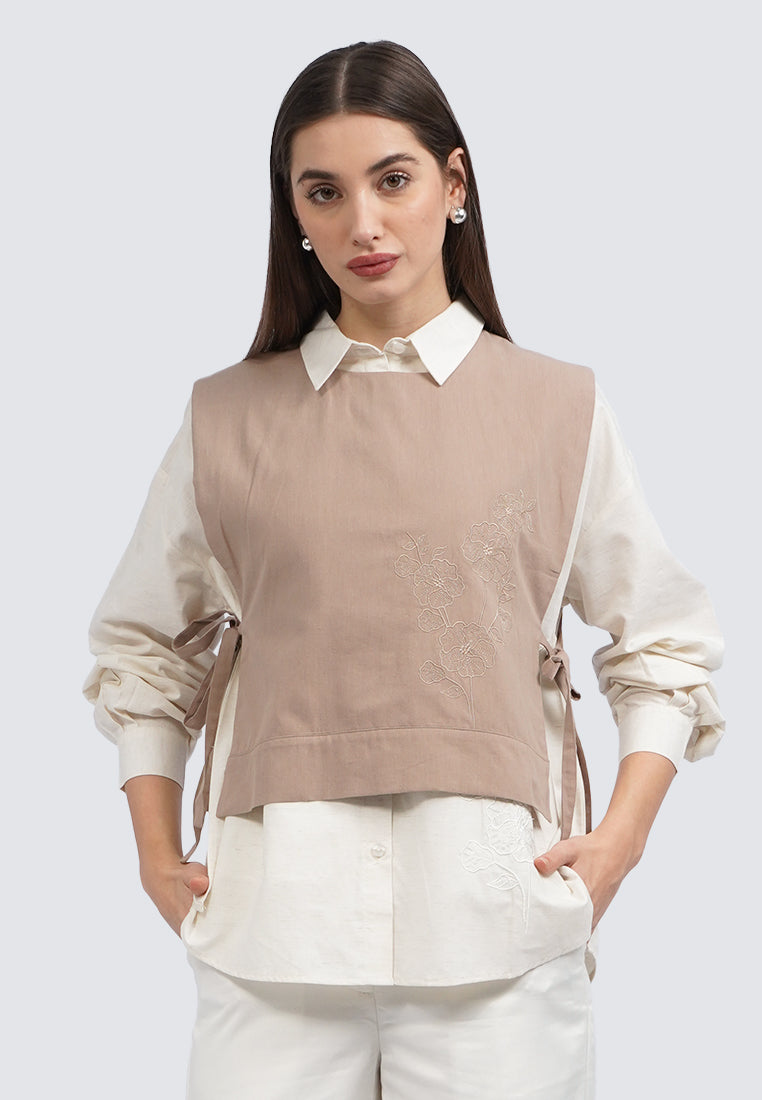 Embroidered Side Tie Vest
