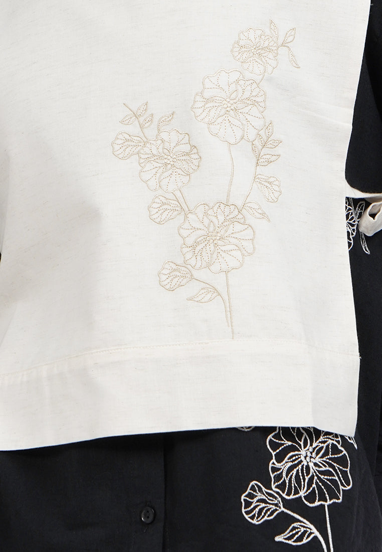 Embroidered Side Tie Vest
