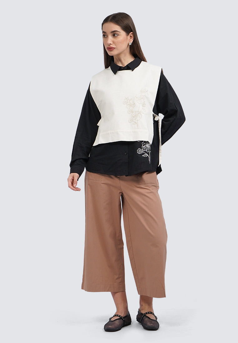 Embroidered Side Tie Vest