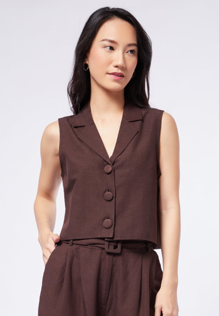 Fitted Linen Look Vest