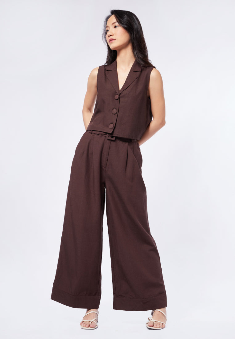 Fitted Linen Look Vest