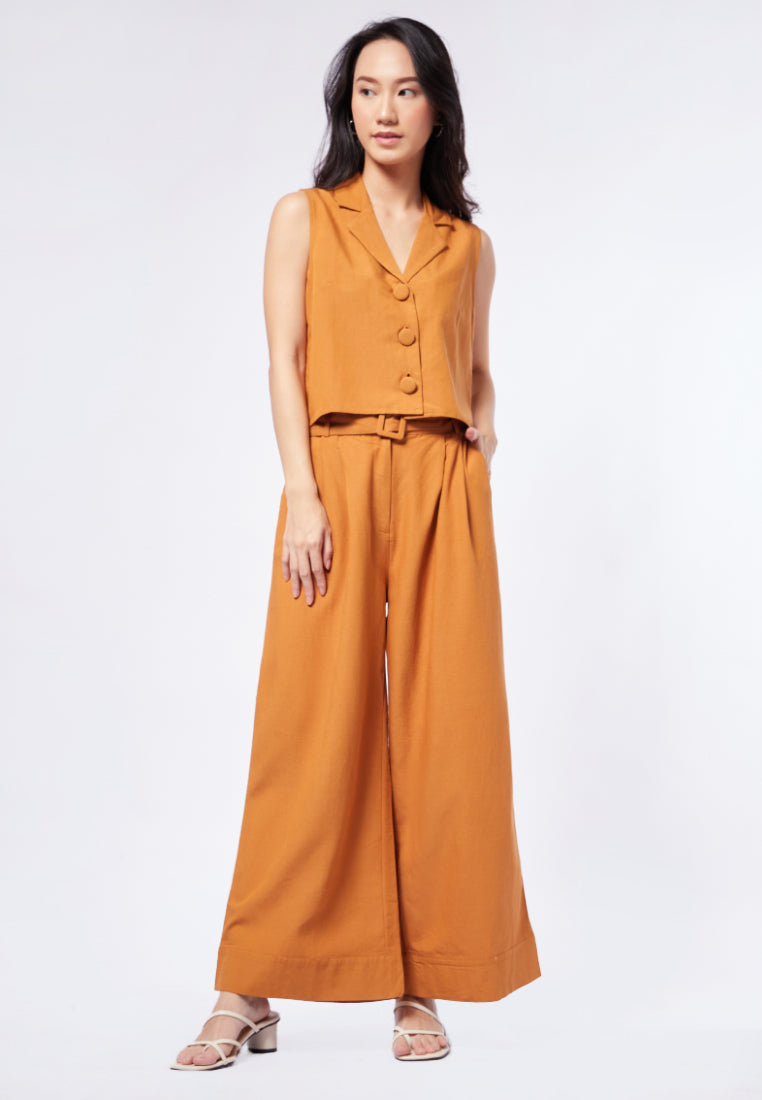 Fitted Linen Look Vest