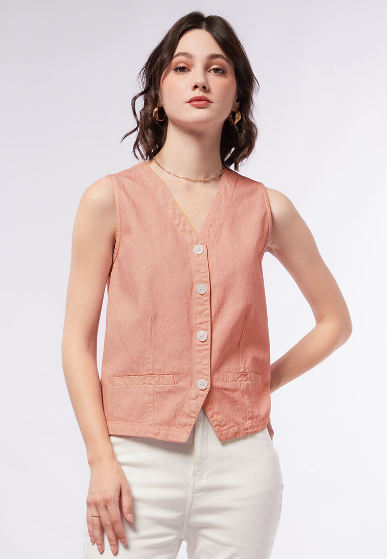 V-Neck Twill Vest