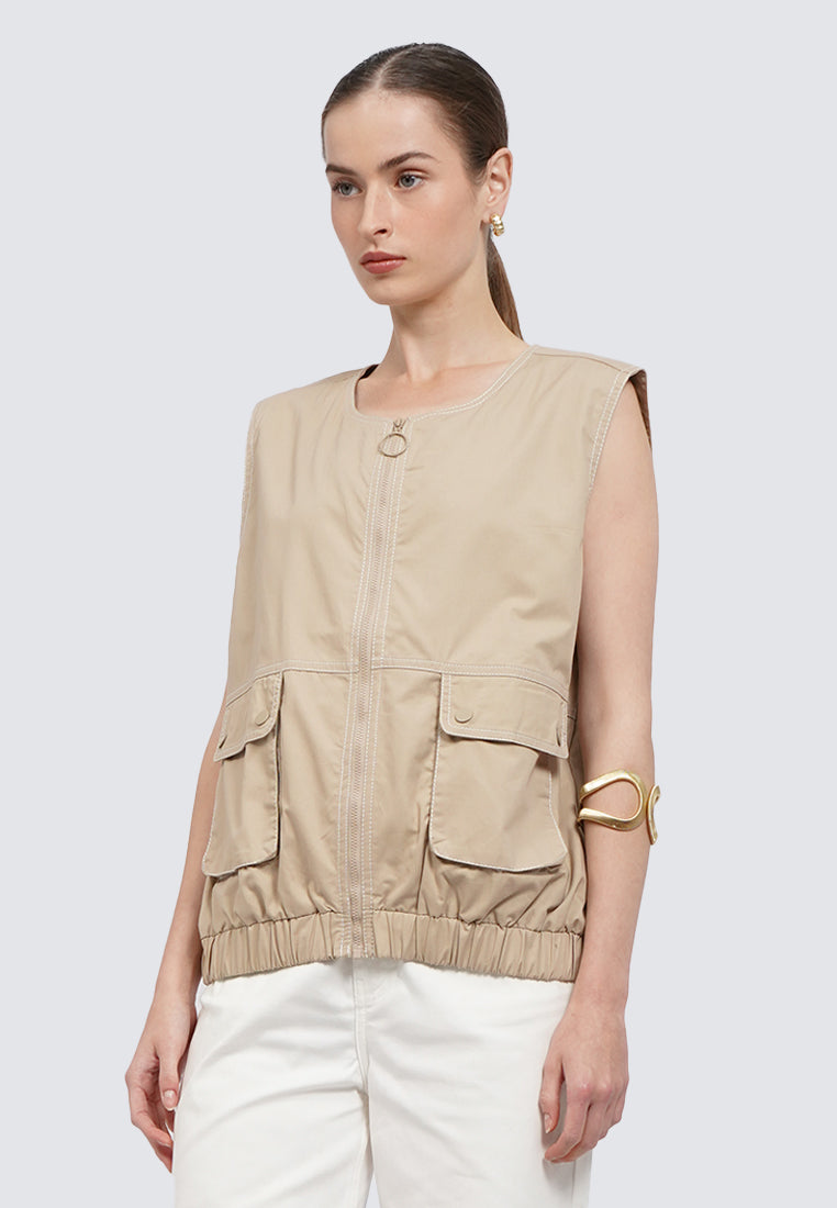 Zipped Vest with Front Pocket
