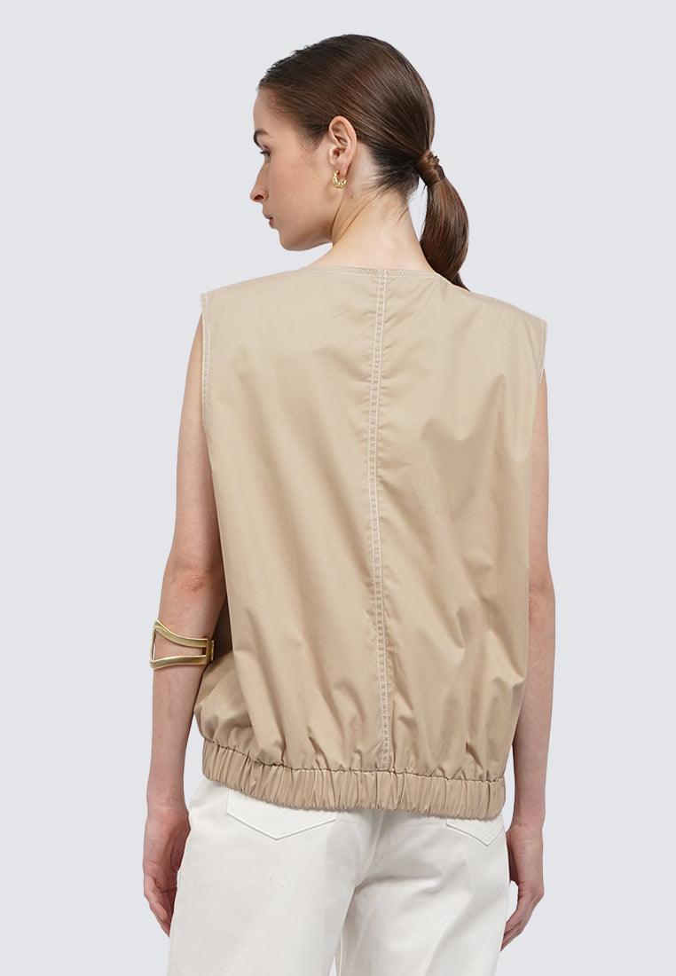Zipped Vest with Front Pocket