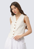 V-Neck Vest with Contrast Button