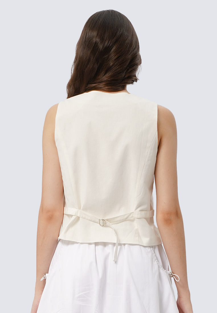 V-Neck Vest with Contrast Button