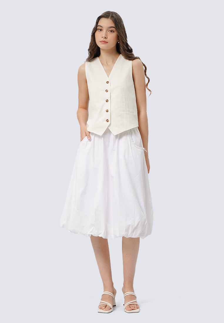V-Neck Vest with Contrast Button