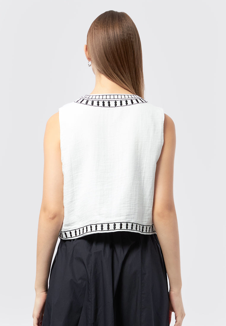 Regular Fit Embroidered Vest