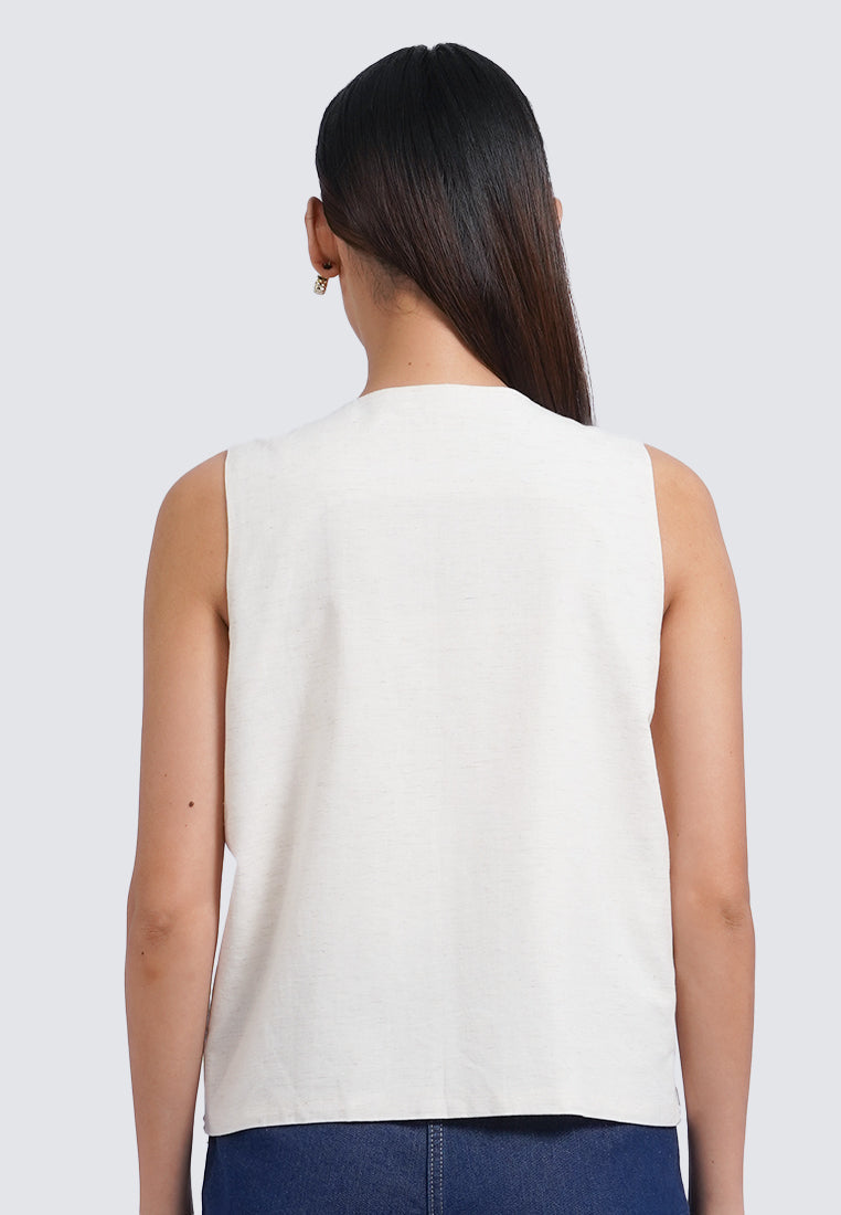 Embroidered Open Vest