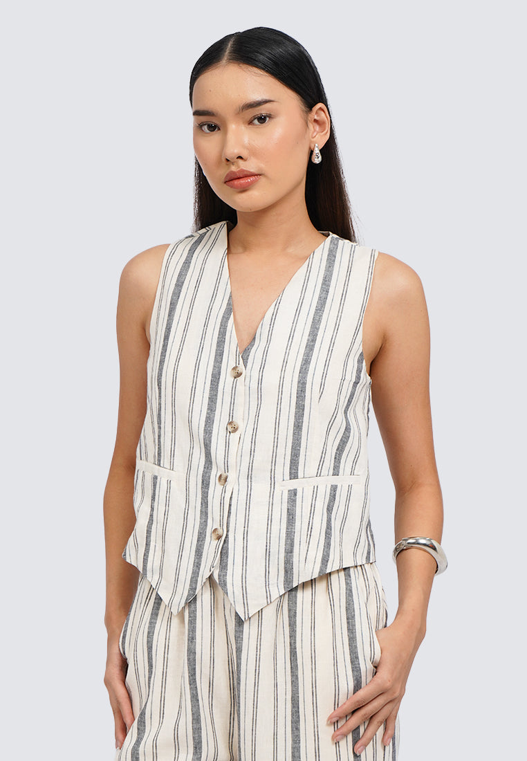 Stripes Linen Blend Vest
