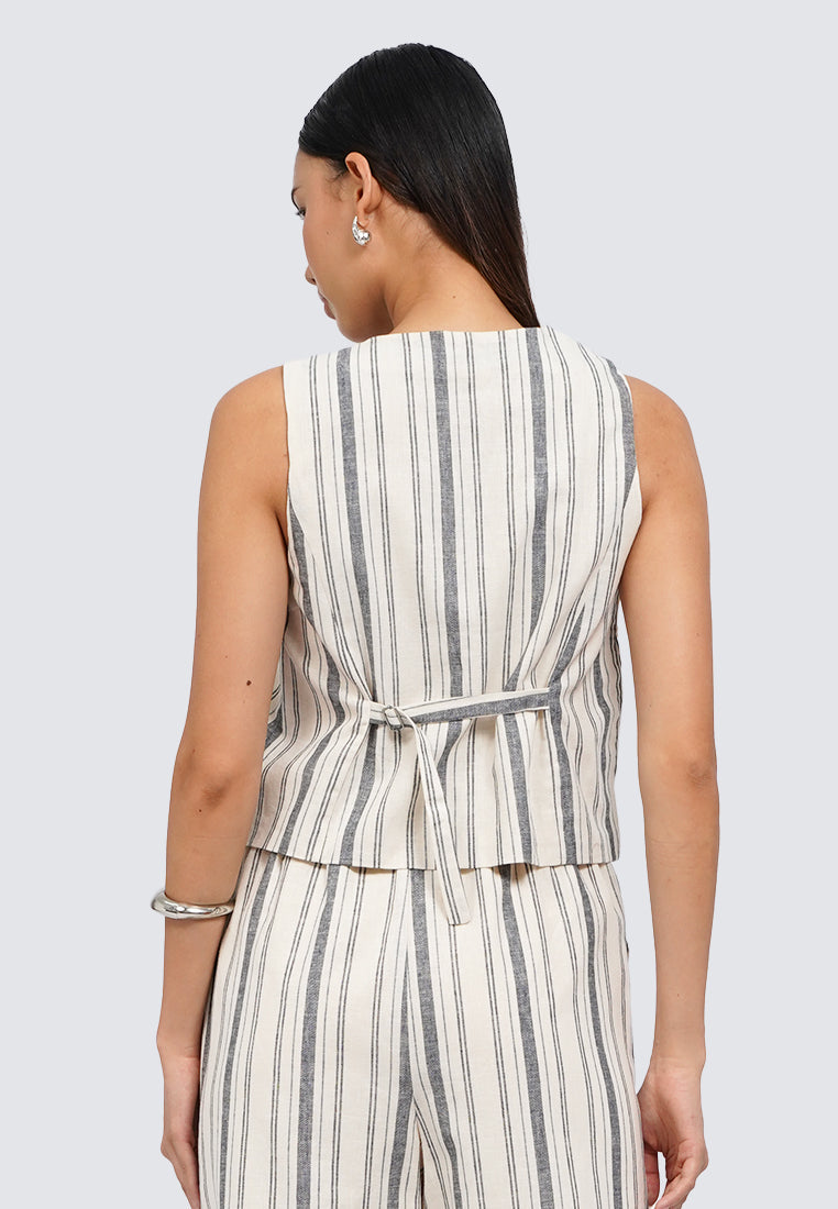 Stripes Linen Blend Vest