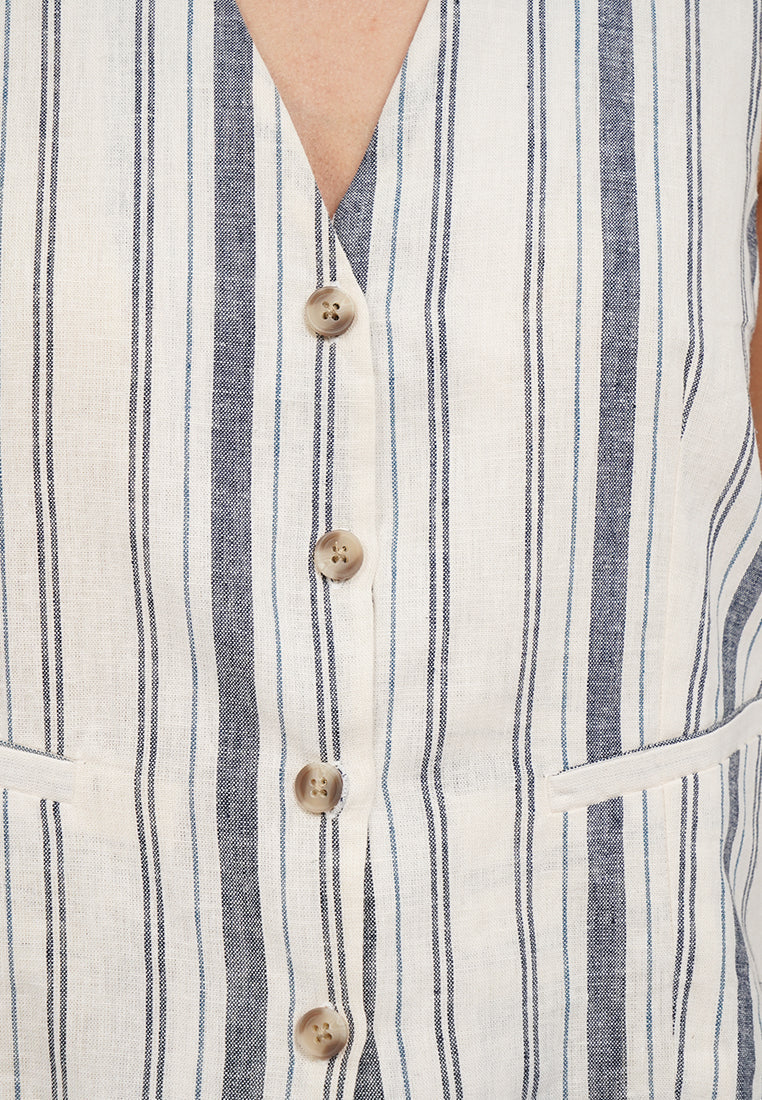 Stripes Linen Blend Vest
