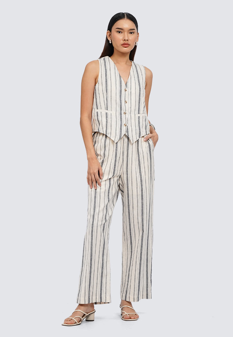 Stripes Linen Blend Vest