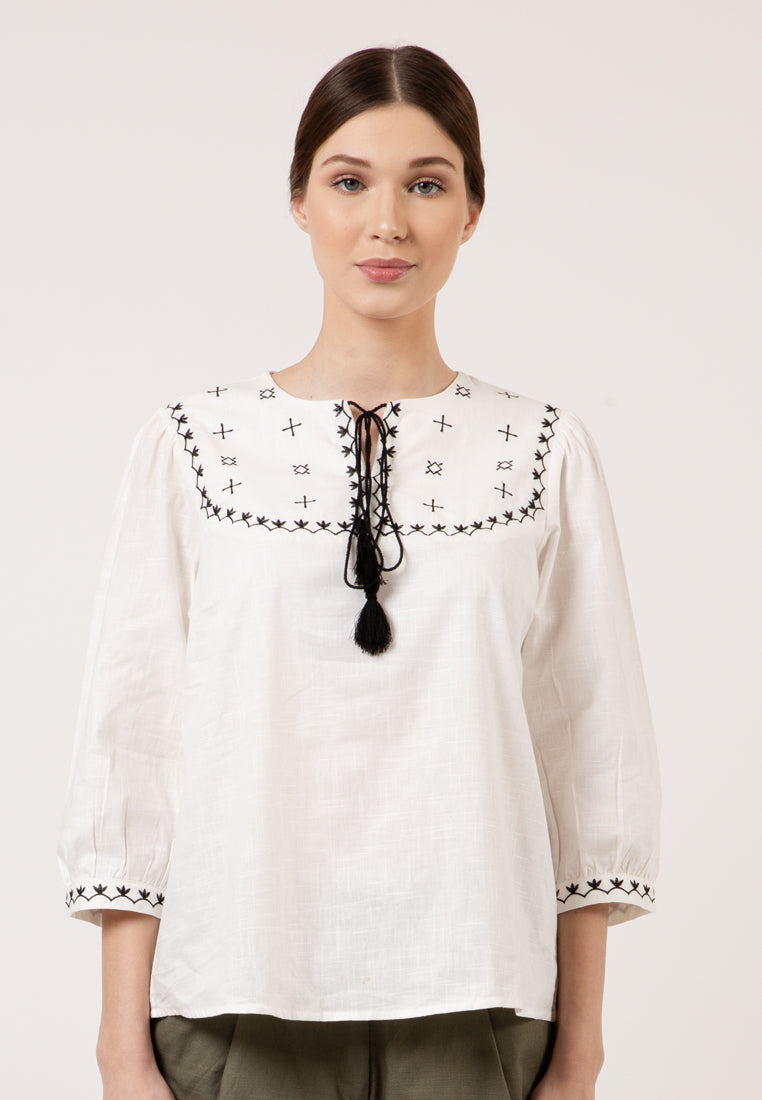 Embroidered White Blouse
